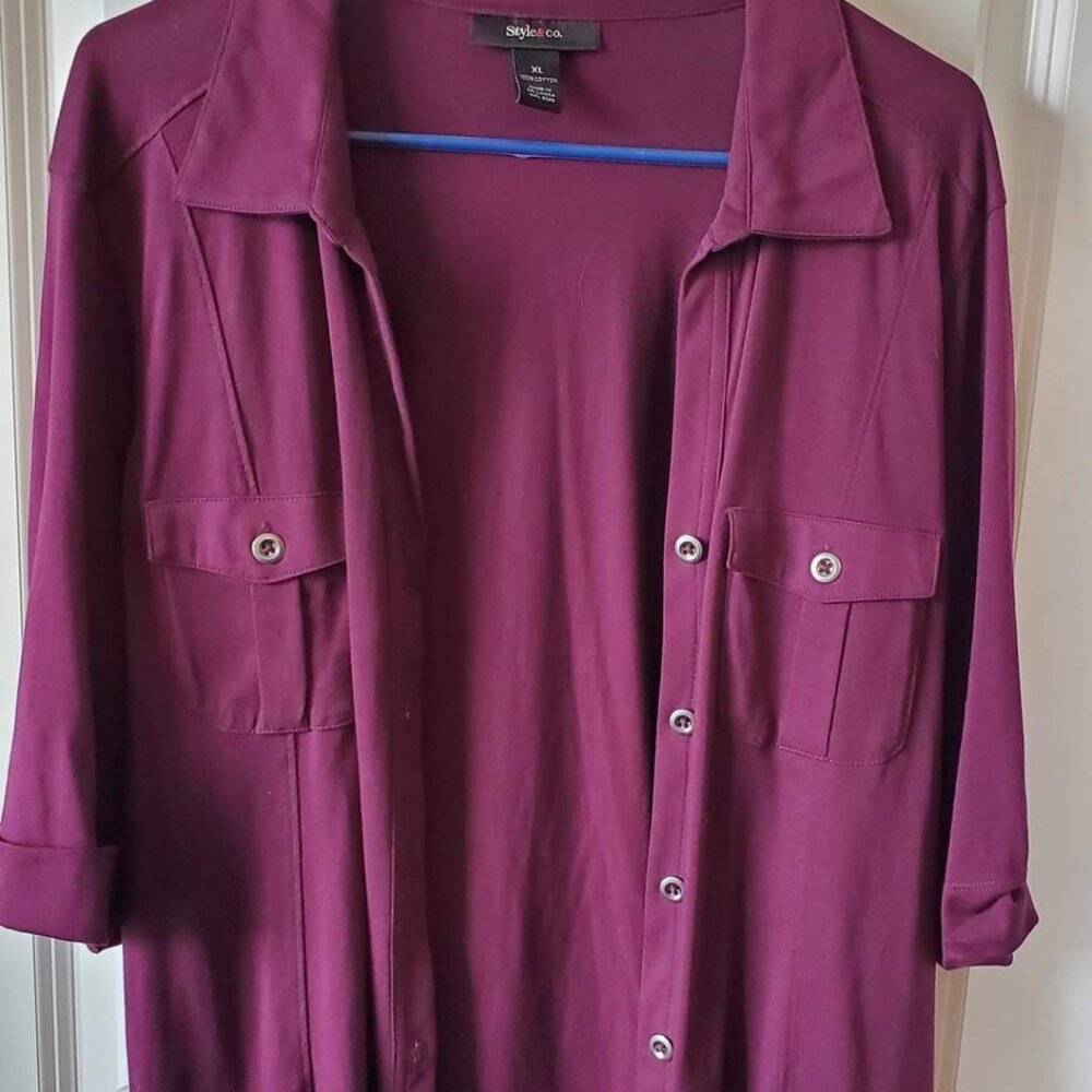 Style & Co. Women's  3/4 Sleeve Button-Front blouse - two pockets Size XL